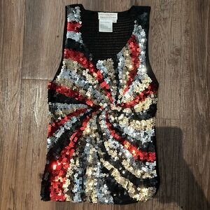 Y2K Sequin Swirl Tank Top